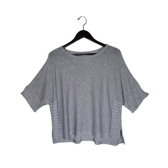 Anthropology Women's Short Dolman Sleeves Oversized Knit Silver Sweater Size XS - Picture 2 of 11